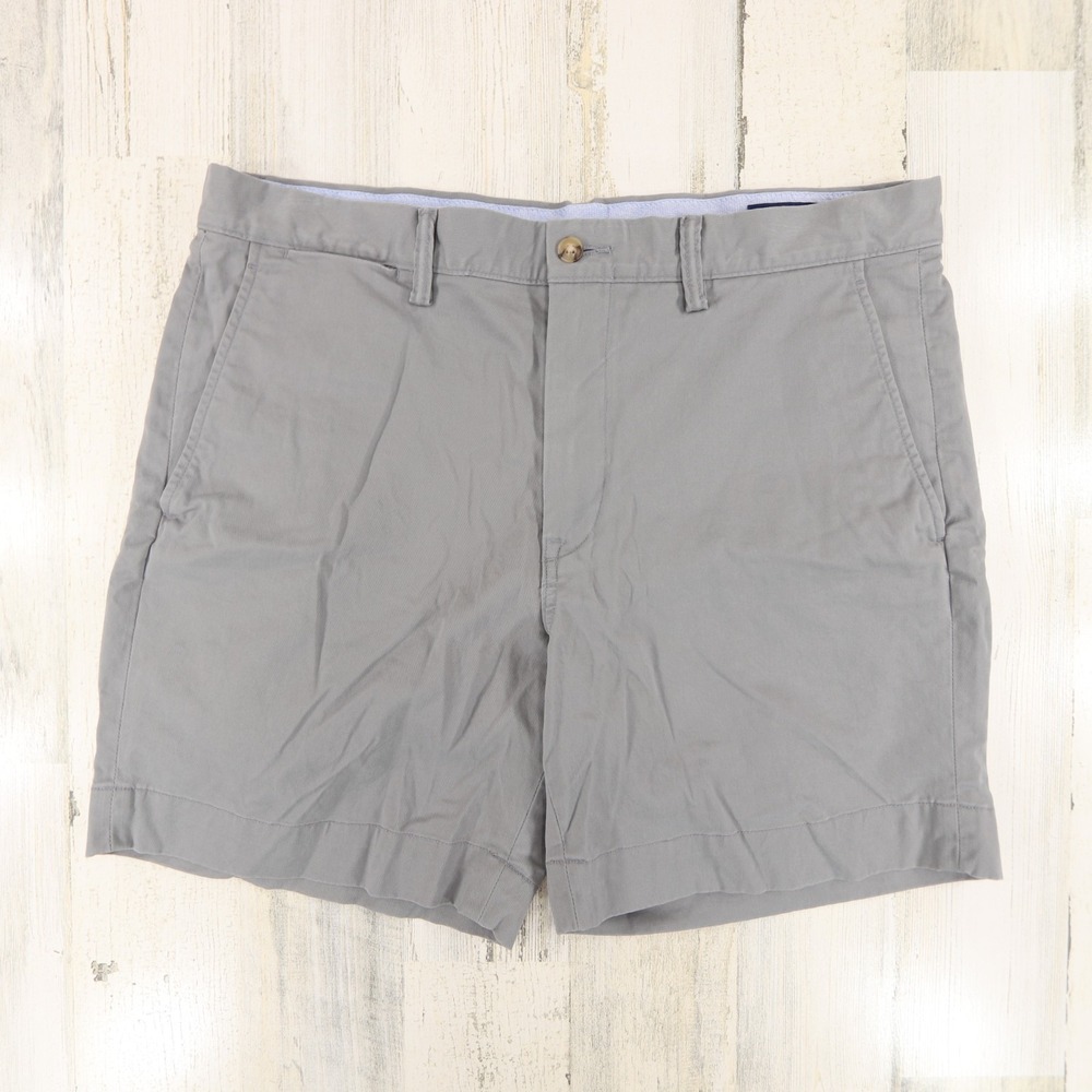 Polo Ralph Lauren Shorts Mens 34 Gray Bedford Heritage Flat Front Chino 7 Inseam